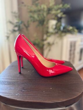 Nine West Stiletto Pumps, Fire Red Patent Leather, Size 8
